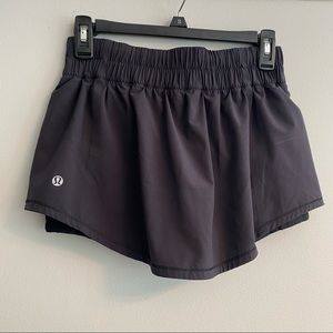 Lululemon Breeze By Running Tennis Skirt - Black with shorts underneath
